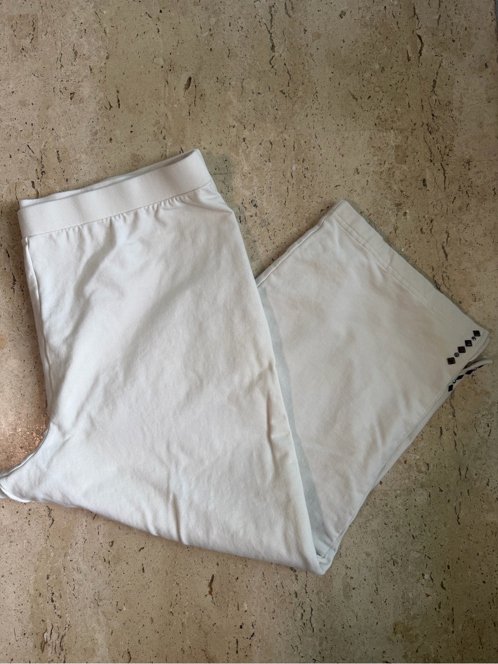 Sport Savvy Vintage Cream Cropped Pants With Studded Embellishment XL